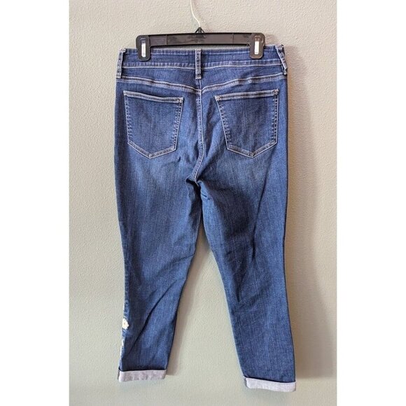 NYDJ Women's Alina Denim Jeans Cuffed Floral Embroidered Ankle Size 10 - Picture 2 of 6